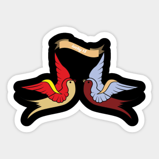 Two swallows and ribbon Sticker